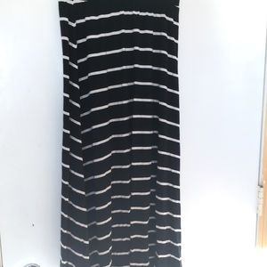 Black and white striped long skirt